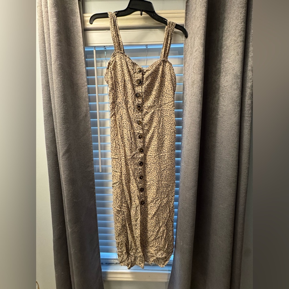 Japna Leopard Print Button Front Midi Dress Size Large